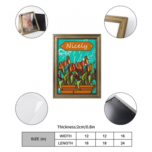 Custom Picture Frame Canvas Painting 12"×16" - Vertical (Golden)(Made in USA)