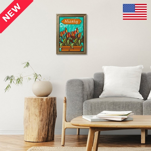 Custom Picture Frame Canvas Painting 12"×16" - Vertical (Golden) | Ships from USA