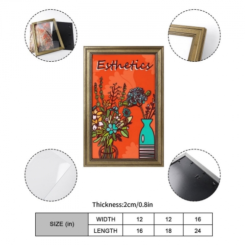 Custom Picture Frame Canvas Painting 12"×18" - Vertical (Golden)(Made in USA)