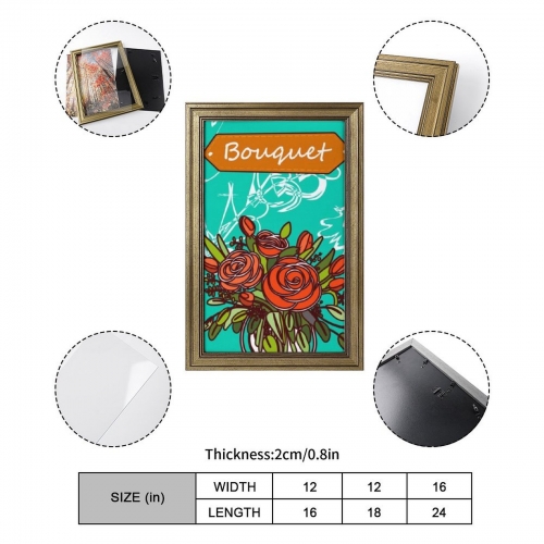 Custom Picture Frame Canvas Painting 16"×24" - Vertical (Golden)(Made in USA)