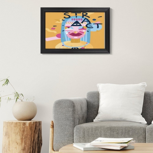 Custom Picture Frame Canvas Painting 24"×16" - Horizontal (Black)(Made in USA)