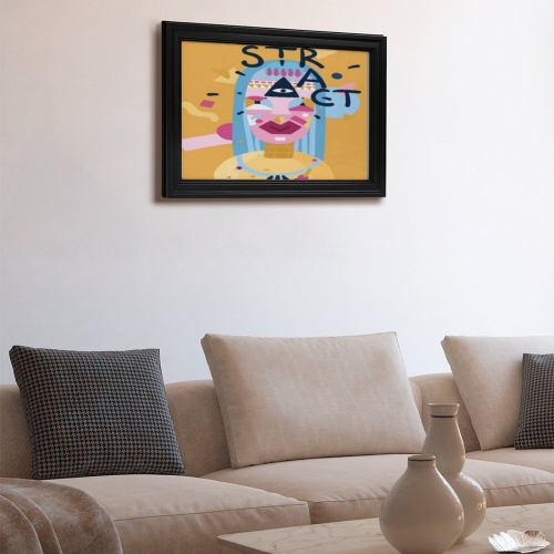 Custom Picture Frame Canvas Painting 24"×16" - Horizontal (Black)(Made in USA)