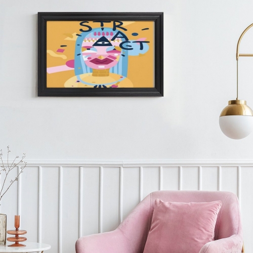 Custom Picture Frame Canvas Painting 24"×16" - Horizontal (Black)(Made in USA)