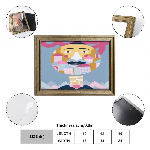 Custom Picture Frame Canvas Painting 16"×12" - Horizontal (Golden)(Made in USA)