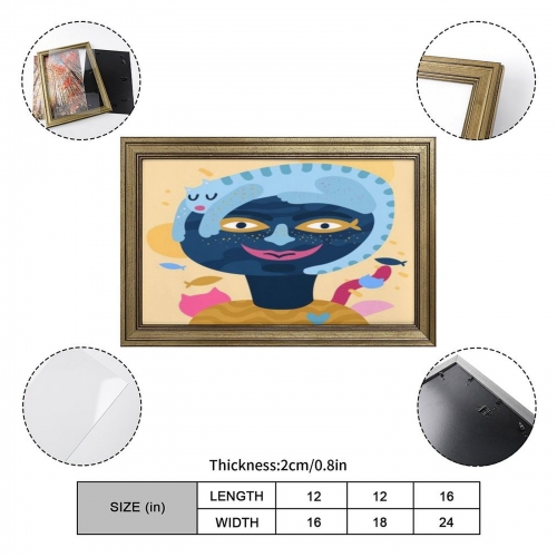 Custom Picture Frame Canvas Painting 18"×12" - Horizontal (Golden)(Made in USA)