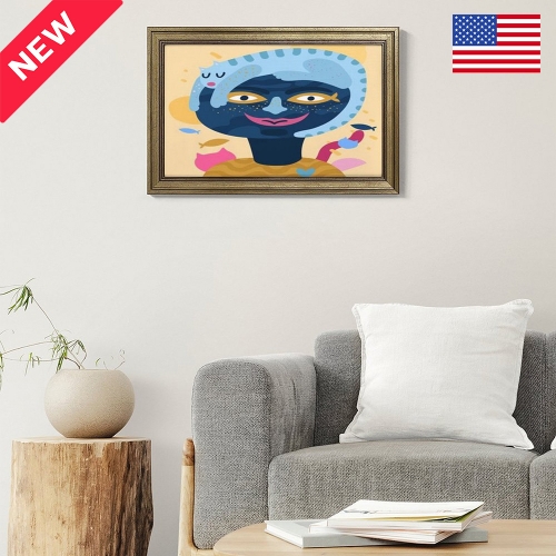 Custom Picture Frame Canvas Painting 18"×12" - Horizontal (Golden) | Ships from USA