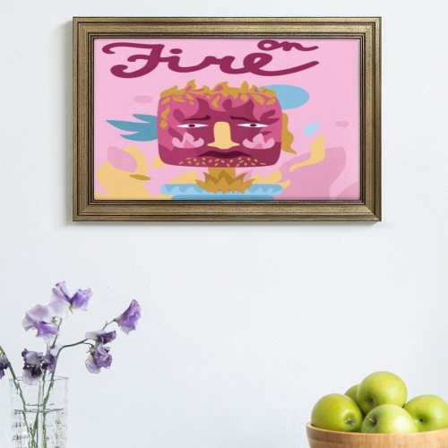 Custom Picture Frame Canvas Painting 24"×16" - Horizontal (Golden)(Made in USA)