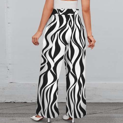 All Over Print Wide Leg Pants with Belt