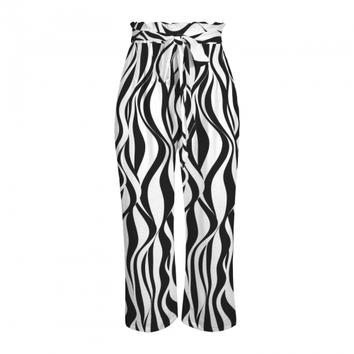 All Over Print Wide Leg Pants with Belt