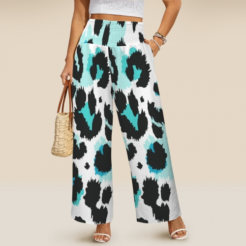 All Over Print Elastic Waist Wide Leg Pants