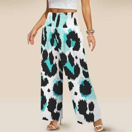 All Over Print Elastic Waist Wide Leg Pants