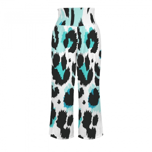 All Over Print Elastic Waist Wide Leg Pants