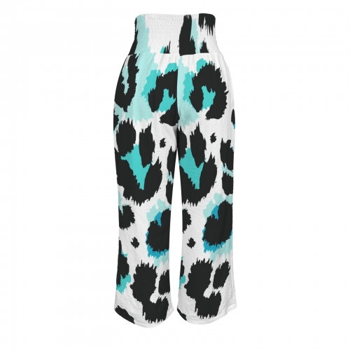 All Over Print Elastic Waist Wide Leg Pants