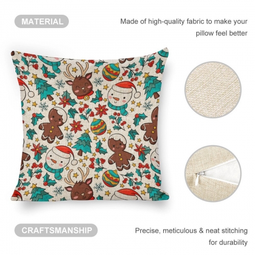 Custom Linen Pillow Case 18x18 Inch (One Side Printing) (Set of 4)