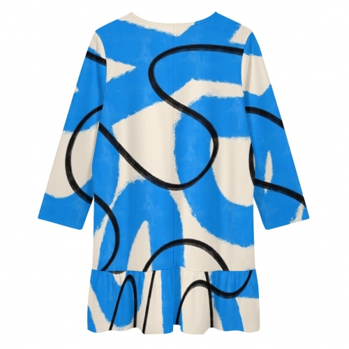 Women’s Long-Sleeve V-Neck Ruffle Mini Dress