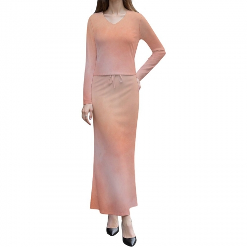 Women's Long Sleeve Top & Skirt Set