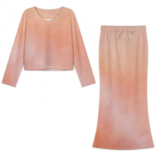 Women's Long Sleeve Top & Skirt Set