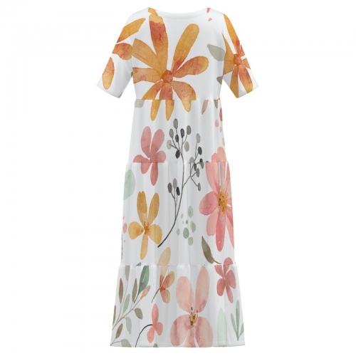 Women's Casual Mid-Sleeve Ruffle Dress