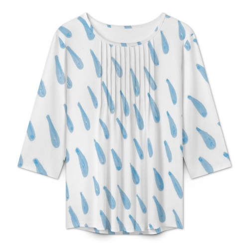 Women's 3/4 Sleeve Pleated Tunic Top