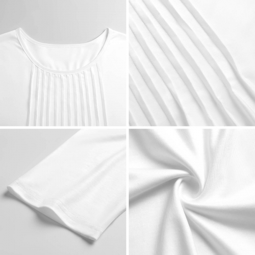 Women's 3/4 Sleeve Pleated Tunic Top