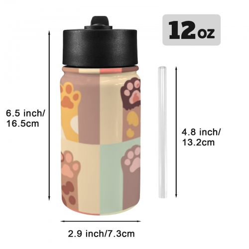 Custom Kids Water Bottle with Straw Lid (12 oz)
