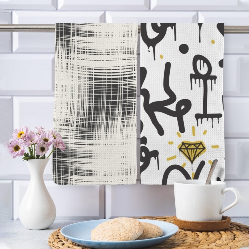 Kitchen Towel 40X60cm(One Side with Different Printing)(Pack of 2)(Made in USA)