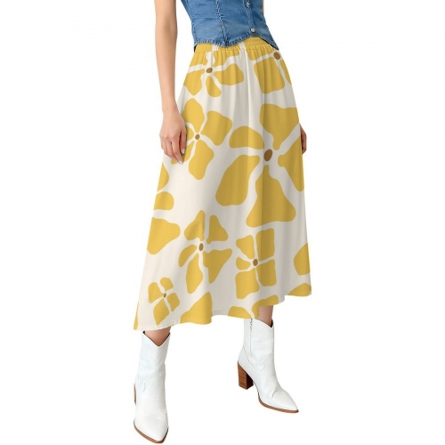 All Over Print Midi Skirt