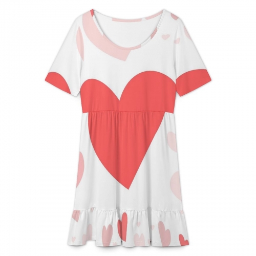 Short Sleeve Ruffle Hem Dress