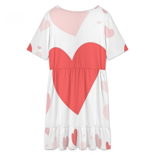 Short Sleeve Ruffle Hem Dress