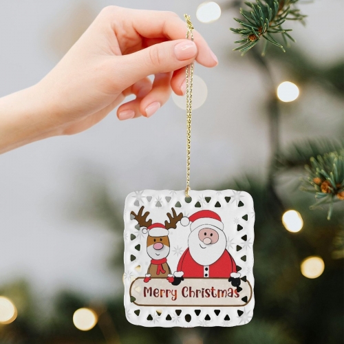 Square Ceramic Ornament (Made in USA)