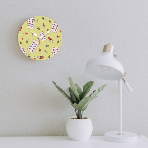 Wooden Wall Clock Without Scale (White Pointer)(25 x 25 cm)