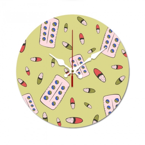 Wooden Wall Clock Without Scale (White Pointer)(25 x 25 cm)