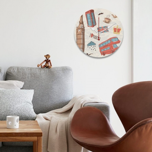 Wooden Wall Clock Without Scale (White Pointer)(30 x 30cm)