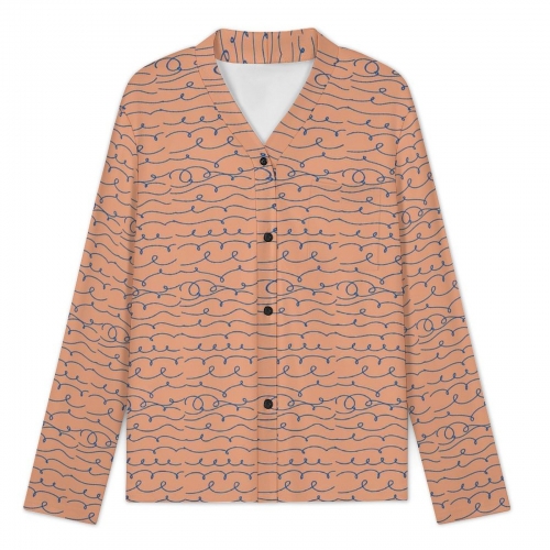 Women's V- Neck Long Sleeve Pajama Set