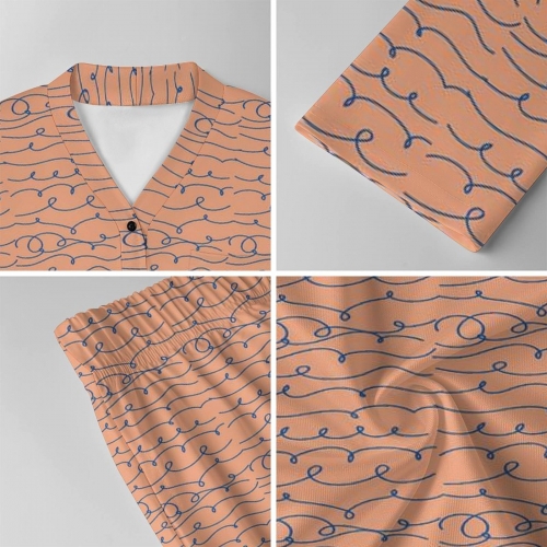 Women's V- Neck Long Sleeve Pajama Set