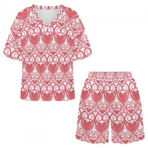 Women’s V-Neck Short Sleeve Pajama Set