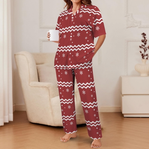 Women's V-Neck Pajama Set (Model Sets 32)