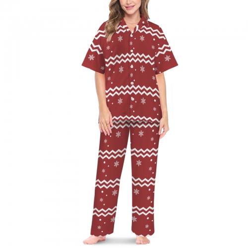 Women's V-Neck Pajama Set (Model Sets 32)