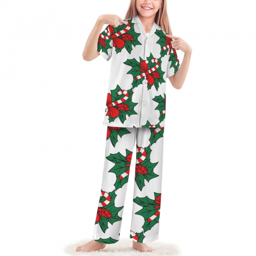 Big Girls' V-Neck Pajama Set (Model Sets 32)