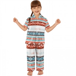 Little Girls' V-Neck Pajama Set (Model Sets 32)