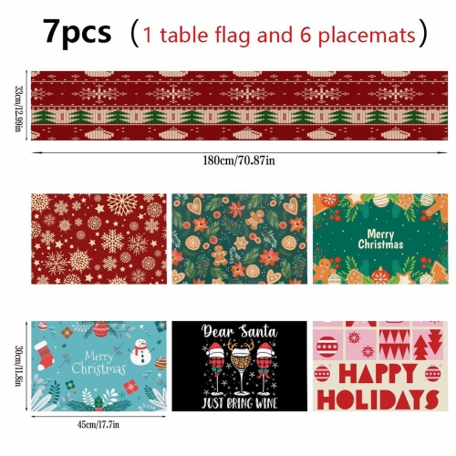 7 Pieces Table Runner and Placemats Set (Made in USA)
