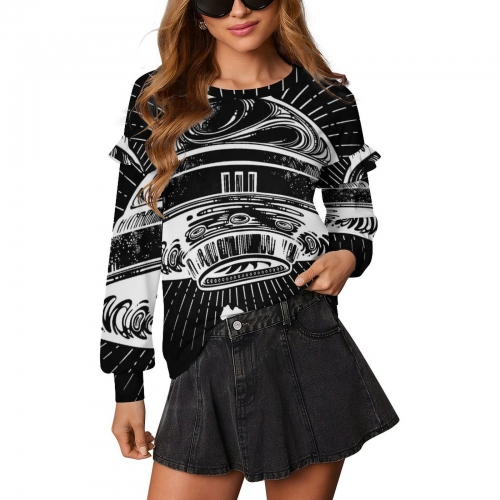 Women’s Lightweight Ruffle Shoulder Sweatshirt
