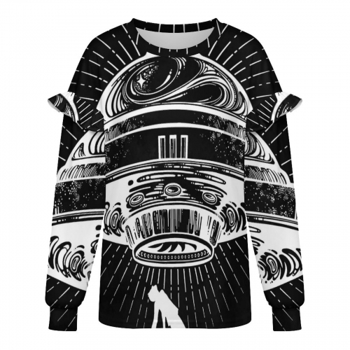 Women’s Lightweight Ruffle Shoulder Sweatshirt