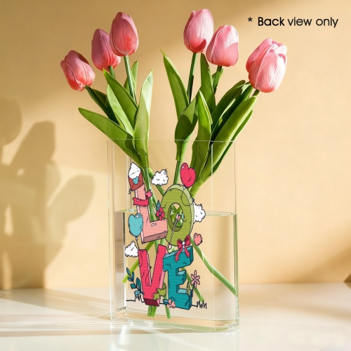 Acrylic Book Shaped Vase (Two Side Printing)(Made in USA)