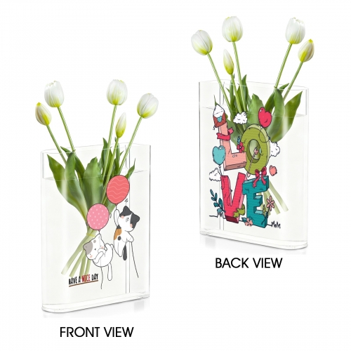 Acrylic Book Shaped Vase (Two Side Printing)(Made in USA)