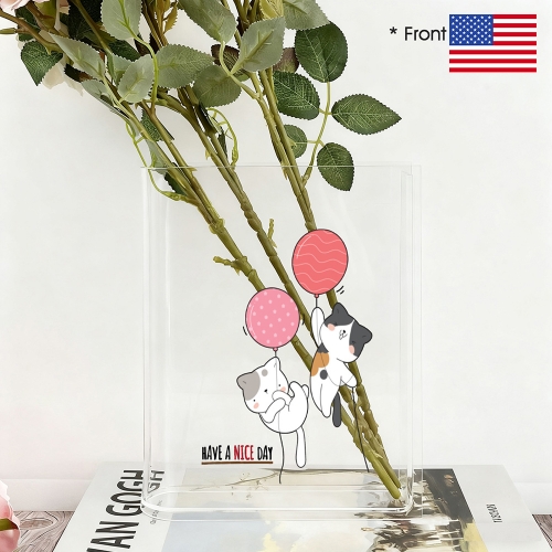Acrylic Book Shaped Vase (Two Side Printing) | Ships from USA