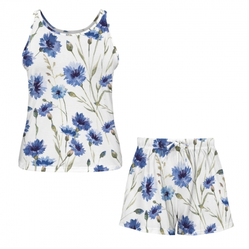 Women's Vest Shorts Pajama Set (Model Sets 33)(Made in Queens)