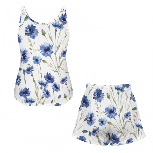 Women's Vest Shorts Pajama Set (Model Sets 33)(Made in Queens)