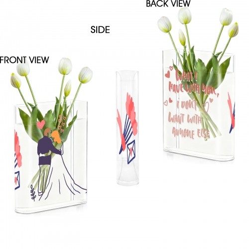 Acrylic Book Shaped Vase (Three-Sided Printing)(Made in USA)