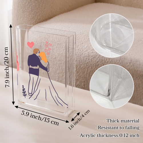 Acrylic Book Shaped Vase (Three-Sided Printing)(Made in USA)